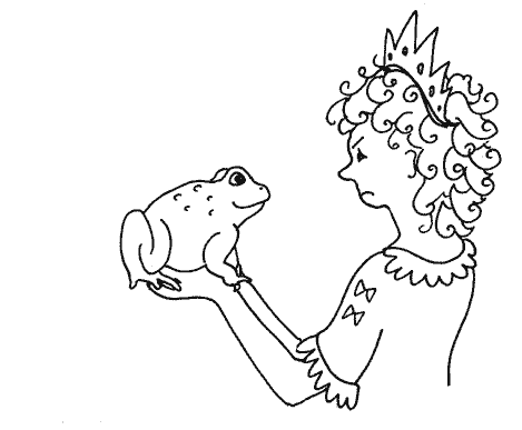 Princess Fifi looks at the frog in her hand, in the free children's ebook and online story by Emma Laybourn
