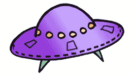 the purple spaceship of the alien explorers